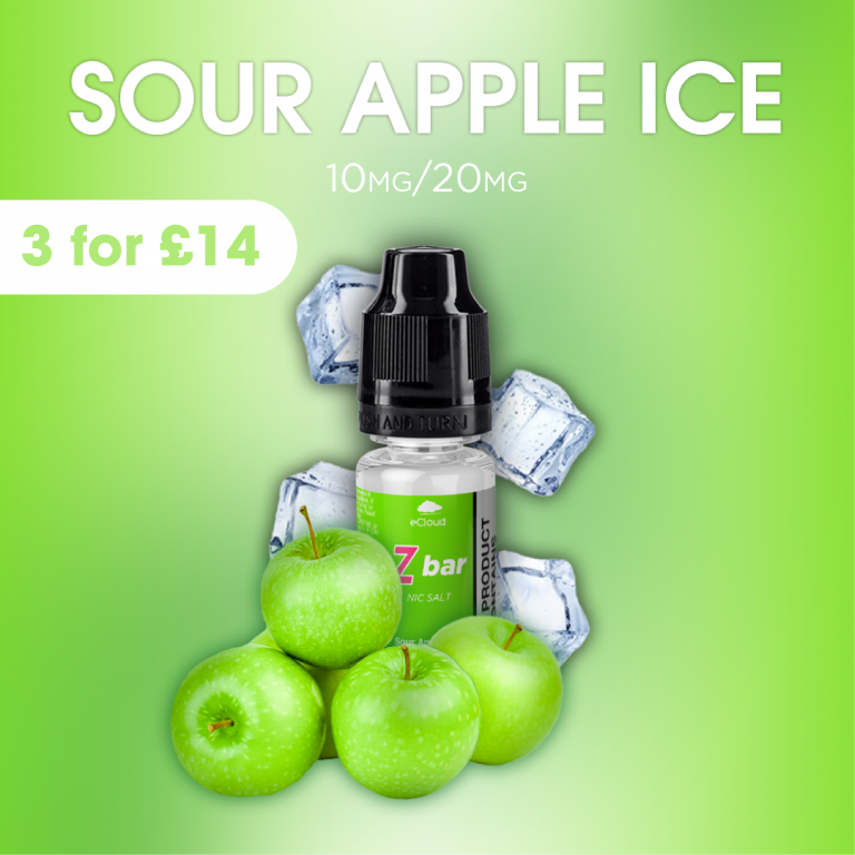 Sour Apple Ice - 10ml eCloud Z Bar Nic Salt